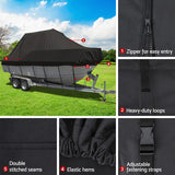 Seamanship Boat Cover 19-21ft Trailerable Jumbo Marine Grade Heavy Duty Black - 45-Degree Angle