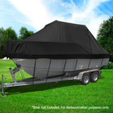 Seamanship Boat Cover 25-27ft Trailerable Jumbo Marine 600D Heavy Duty Black - Close-Up Angle