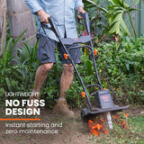 PLANTCRAFT Electric Rotary Hoe Garden Tiller Soil Cultivator, Adjustable Depth, 6 Tines - Low Angle