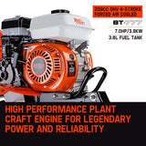 PLANTCRAFT 7.0HP Cultivator Tiller Plough Self-Propelled Rotary Rototiller - Front View