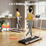 Everfit 2 in 1 Treadmill Electric Walking Pad Under Desk Home Gym Fitness 380mm Pink - Top-Down View