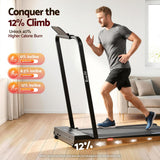 Everfit 3 in 1 Walking Pad Treadmill 12% Incline Under Desk Foldable Treadmills for Home Gym With 38cm Wide Belt APP Control - 45-Degree Angle
