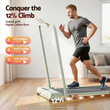 Everfit 3 in 1 Walking Pad Treadmill 12% Incline Under Desk Foldable Treadmills for Home Gym With 38cm Wide Belt APP Control - 45-Degree Angle
