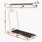 Everfit 3 in 1 Walking Pad Treadmill 12% Incline Foldable Under Desk Treadmills for Home 38cm Beige