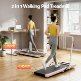 Everfit Treadmill Electric Walking Pad Under Desk Home Gym Fitness 400mm Pink - Side View