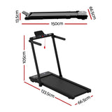 Everfit 3 in 1 Walking Pad Treadmill With Led Lights Foldable Under Desk Treadmills for Home Gym 40cm Wide Belt Black - Front View