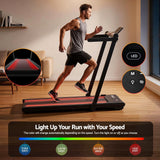 Everfit 3 in 1 Walking Pad Treadmill With Led Lights Foldable Under Desk Treadmills for Home Gym 40cm Wide Belt Black - Side View
