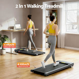Everfit 2 in 1 Treadmill Electric Walking Pad Under Desk Home Gym Fitness 400mm Grey - Side View