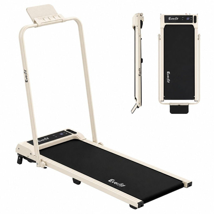 Everfit 3 in 1 Walking Pad Treadmill 12% Incline Foldable Under Desk Treadmills 40cm Belt Beige