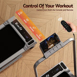 Everfit 3 in 1 Walking Pad Treadmill 12% Incline Foldable Under Desk Treadmills for Home Gym With 40cm Wide Belt Silver - Close-Up Angle