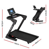 Everfit 500mm Wide Belt Treadmill 30% Auto Incline Foldable Treadmills for Home with LED Lights - Front View