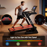 Everfit 500mm Wide Belt Treadmill 30% Auto Incline Foldable Treadmills for Home with LED Lights - Side View