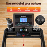Everfit 500mm Wide Belt Treadmill 30% Auto Incline Foldable Treadmills for Home with LED Lights - Low Angle
