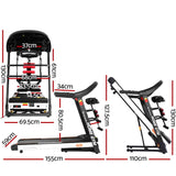 Everfit Treadmill Electric Home Gym Fitness Exercise Machine w/ Massager 450mm - Front View