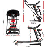 Everfit Treadmill Electric Home Gym Fitness Exercise Machine w/ Massager 450mm - Front View