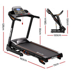 Everfit auto incline electric treadmill with 480mm belt and LCD console, black, 5-inch LCD control panel