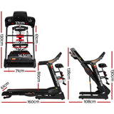 Everfit Treadmill Electric Home Gym Fitness Exercise Machine w/ Massager 480mm - Front View