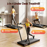Everfit 4 in 1 Vibration Walking Pad Treadmill Under Desk Treadmills for Home Gym with App Control 380mm Black - Front View