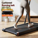 Everfit 4 in 1 Vibration Walking Pad Treadmill Under Desk Treadmills for Home Gym with App Control 380mm Black - Close-Up Angle
