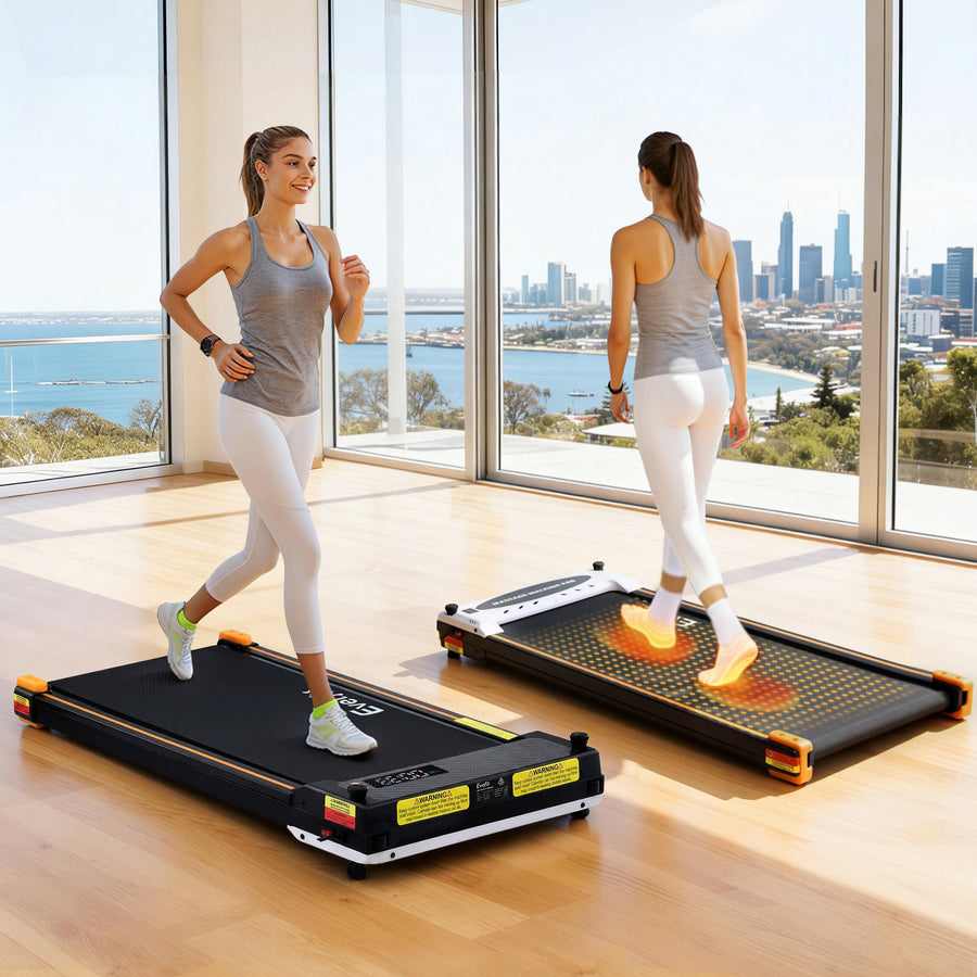 Everfit 2 Side Walking Pad Treadmill with Massage Function Fitness 380mm Black