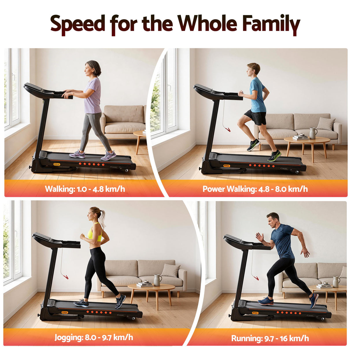 Everfit Treadmill Electric Home Gym Fitness Exercise Equipment Incline 390mm