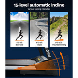 Everfit Treadmill Electric Auto Level Incline Home Gym Fitness Exercise 450mm - 45-Degree Angle