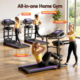 Everfit Treadmill Electric Home Gym Fitness Exercise Machine w/ Massager 400mm - Side View