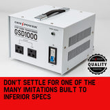 GENPOWER 1000W Step Down Transformer 240v-110v Stepdown Voltage Converter AU-US - Front View