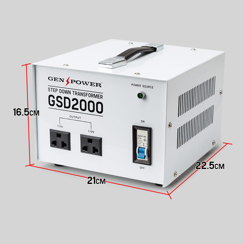 2000W GENPOWER Step Down Transformer 240V-110V Stepdown Voltage Converter AU-US
