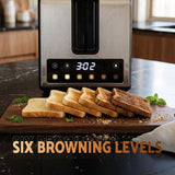 Devanti 2-Slice Toaster, LED Display 3.5cm Wide Slots 6 Browning Levels - Side View