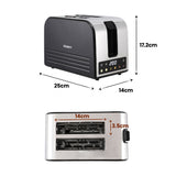 Devanti 2-Slice Toaster, LED Display 3.5cm Wide Slots 6 Browning Levels - Close-Up Angle