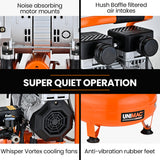 UNIMAC 15L Pancake Air Compressor, 116PSI Portable Silent Oil-Free Electric, for Airtools Tyre Inflation - Side View