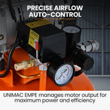 UNIMAC 15L Pancake Air Compressor, 116PSI Portable Silent Oil-Free Electric, for Airtools Tyre Inflation - Top-Down View
