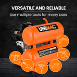UNIMAC 16L Twin Tank Air Compressor, 116PSI Portable Silent Oil-Free Electric, for Airtools Tyre Inflation - Low Angle