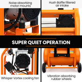 Unimac 16L Silent Oil-Free Electric Air Compressor, 116PSI Portable with Wheels and Handle, Twin Nitto Outlets for Airtools, Tyre Inflation - Side View