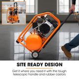 Unimac 16L Silent Oil-Free Electric Air Compressor, 116PSI Portable with Wheels and Handle, Twin Nitto Outlets for Airtools, Tyre Inflation