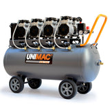 Unimac 150L 4.5HP Ultra-Slient Oil-Free Electric Air Compressor, Long Life Quad Motor, 116PSI Portab