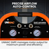 UNIMAC 20L Twin Tank Air Compressor, 116PSI Portable Silent Oil-Free Electric, for Airtools Tyre Inflation - 45-Degree Angle