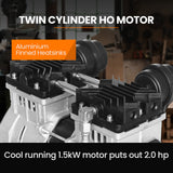 UNIMAC 40L 2.0HP Silent Oil-Free Electric Air Compressor, Portable, Twin Nitto Outlets - Front View