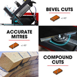 BAUMR-AG 2000W 350mm 14' Brick & Masonry Table Saw, Electric Tile Concrete Cutting, with Stand - Close-Up Angle