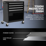Bullet Pro 4 Drawer Tool Box Cabinet Trolley Storage, with 1-Door Toolbox Garage Organiser Set, Black