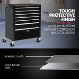 BULLET Pro 7 Drawer Tool Box Cabinet Trolley Storage, Toolbox Garage Organiser Set, Black