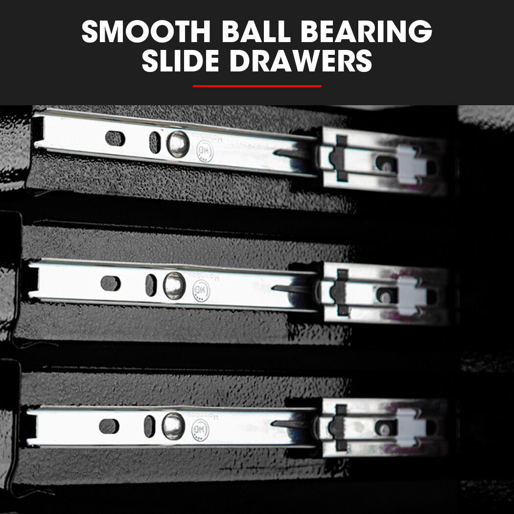 BULLET Pro 7 Drawer Tool Box Cabinet Trolley Storage, Toolbox Garage Organiser Set, Black