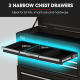BULLET Pro 8 Drawer Tool Box Chest Cabinet Storage, with 2-Door Toolbox Garage Organiser Set, Black - Top-Down View