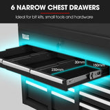 BULLET Pro 16 Drawer Tool Box Cabinet Chest Storage, Toolbox Garage Organiser Set, Black