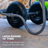BAUMR-AG 100L Cement Concrete Mixer, Easy Clean, Ultra-Light, Rust-proof, Impact-Resistant Poly Drum, 16 Inch Tyres - Close-Up Angle