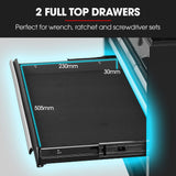 Bullet Pro 9 Drawer Tool Box Chest, Organiser Mechanic Garage Storage Toolbox Set - Black - Close-Up Angle