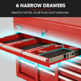 BULLET Pro 9 Drawer Tool Box Chest, Organiser Mechanic Garage Storage Toolbox Set - Red - Top-Down View