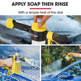 Jet-USA Foam Cannon Soap Applicator Gun For Garden Hose, Snow Foamer with Soap bottle, Quick Connect - Side View