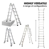 Bullet 5.1m Folding Aluminium Multipurpose Ladder, w/ Workshelf Platform, Spring Assisted Rapid Safety Lock Adjusters - Side View